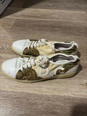 D&G Cream and White Paisley Low-Top Sneakers